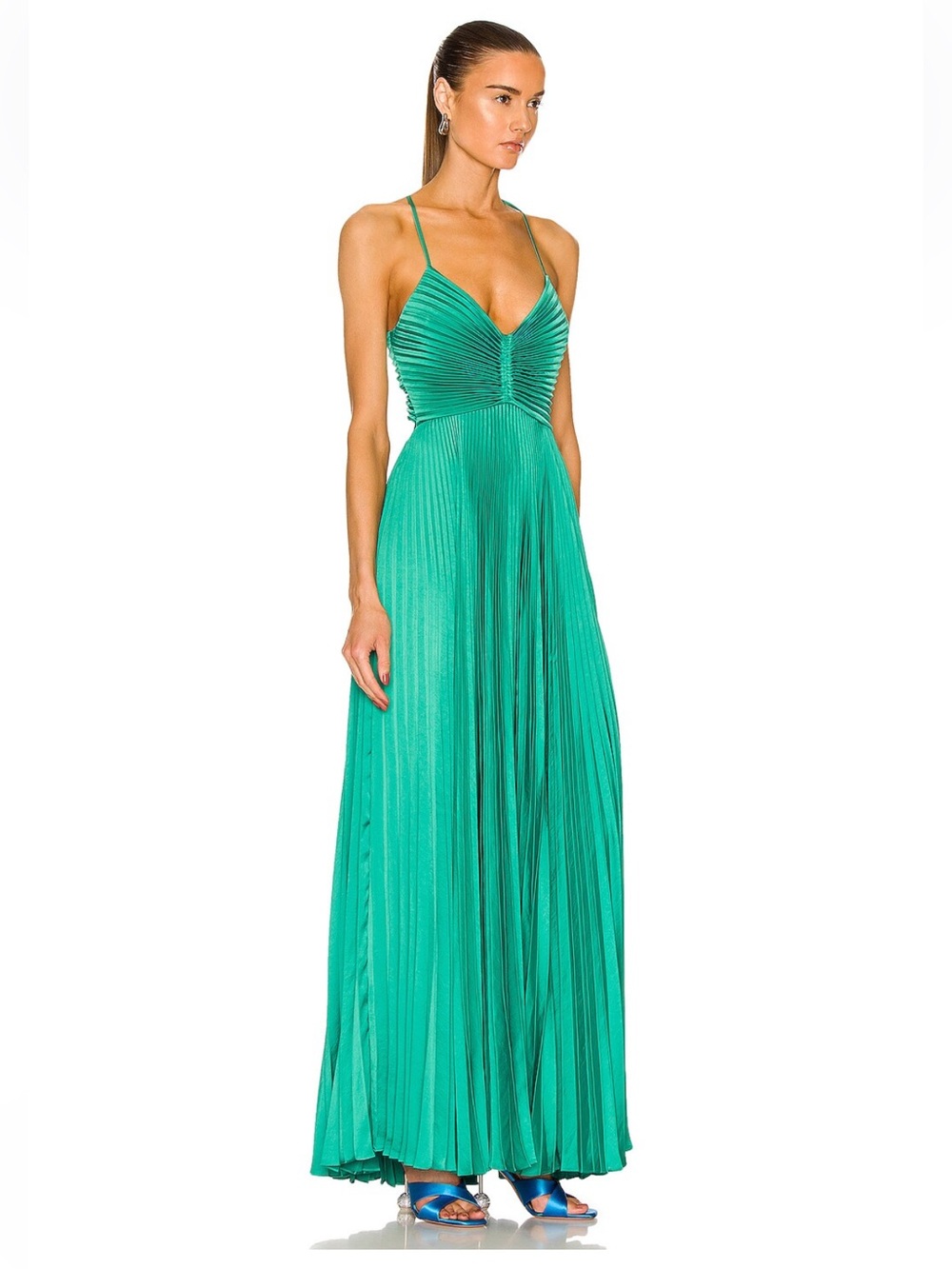 A.L.C ALC pleated gown in green size 2 - Picture 2 of 11